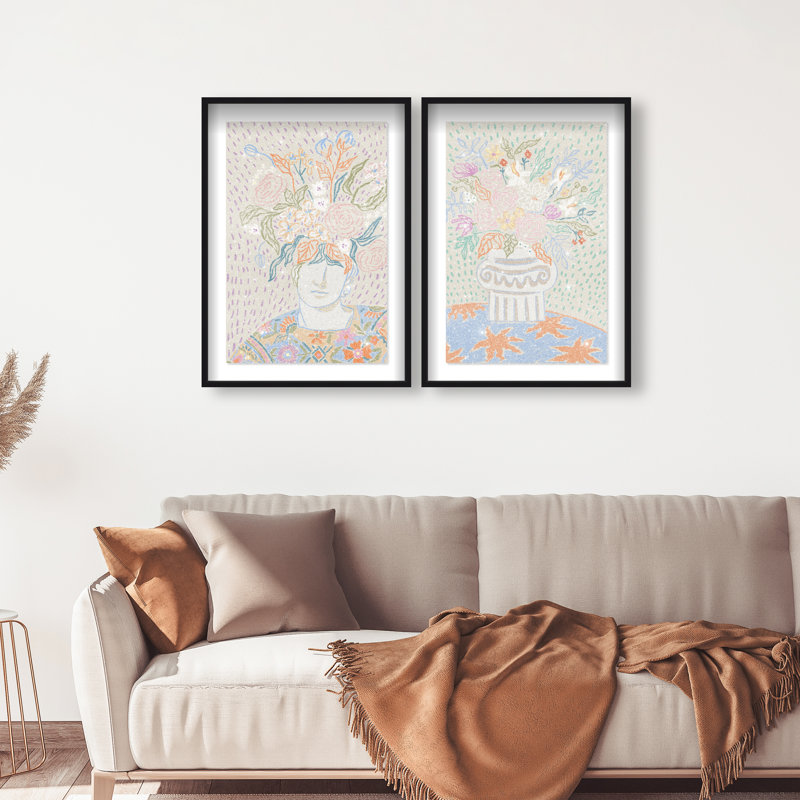 Summer Flourish Set Shadowbox Floral & Botanical Print by Oliver Gal, Black Frame, 10 x 15, 63"H x 43"W, Black Shadowbox