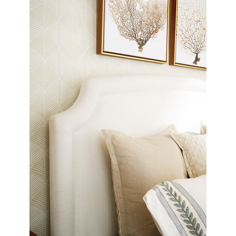 California King White Upholstered Wood and Metal Headboard