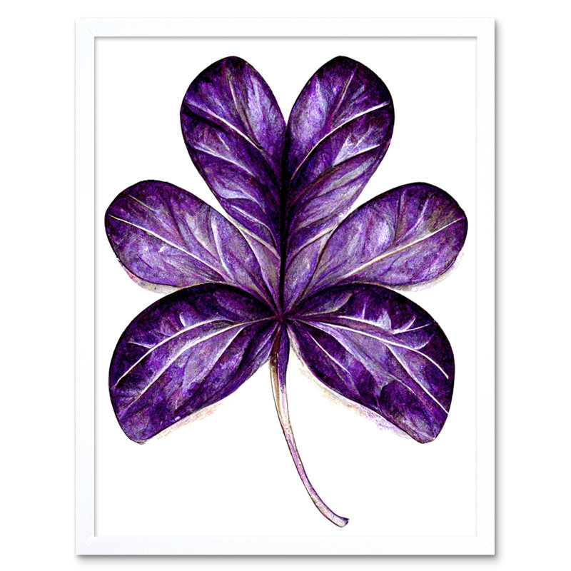Six Clover Modern Simple Leaf Illustration - Print, 25.9cm H x 20.6cm W x 1.5cm D, White Framed Paper