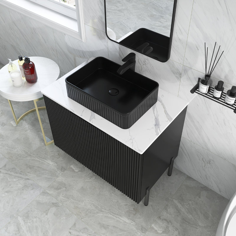 Elezabeth 29.94'' Single Bathroom Vanity with Engineered Stone Top