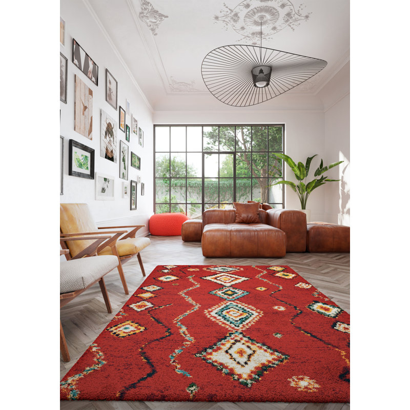 Bothwell Geometric Shag Area Rug, Rectangle 80 cm x 150 cm