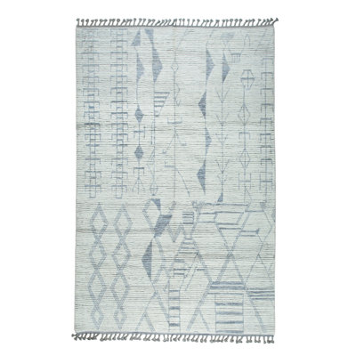 Marrakech Ivory Linescape Hand-Knotted Contemporary Transitional Wool Area Rug