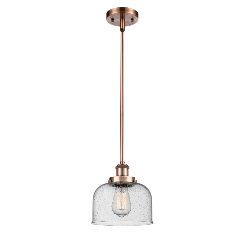 Mini luminaire suspendu en forme de tige 8 po Ballston Urban Bell, Grainé, Cuivre antique, DEL