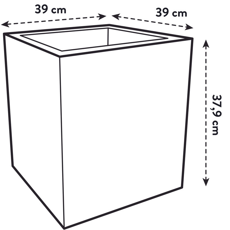 Vivo Next Square Planter Box, 37cm H x 39cm W x 39cm D, Living Black