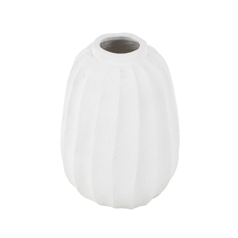 Magnesium Oxide Wide Vase With Carved Grooves