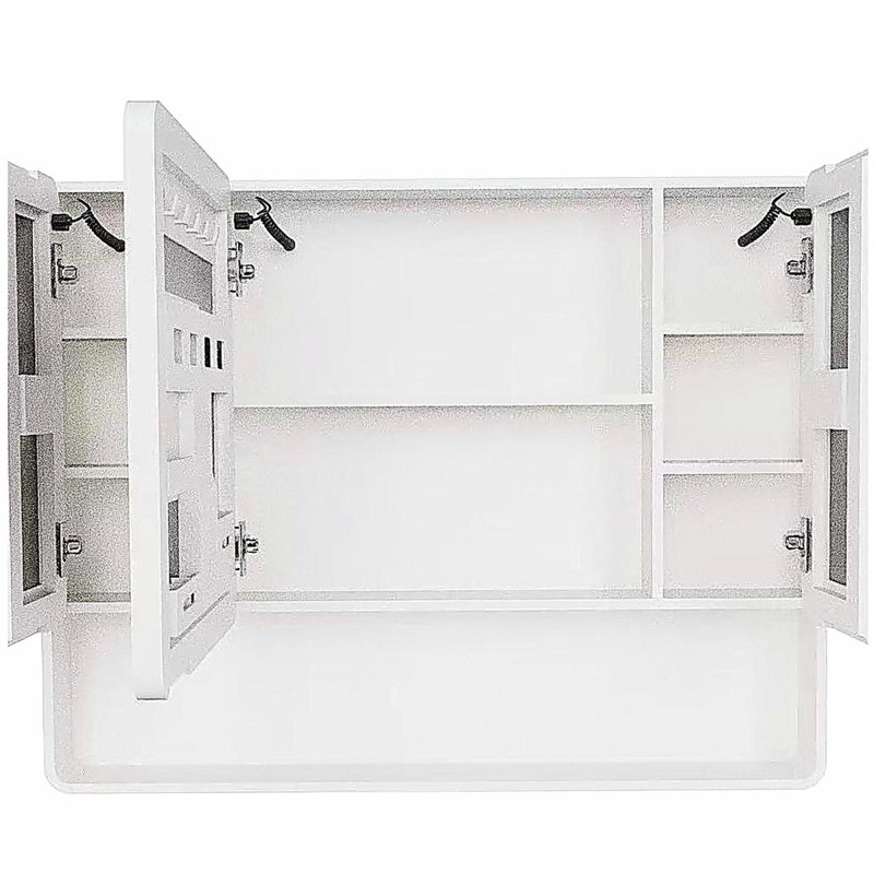 Armoire à pharmacie à DEL pour la salle de bain avec lumière chaude d'une seule couleur. Armoire en plastique-aluminium antibuée et facile à installer. (35,43 x 27,56 trois portes)