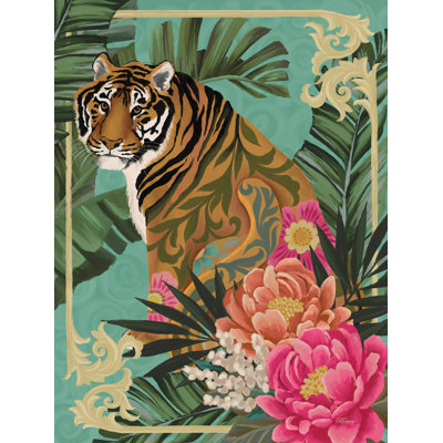 Impression de tigre floral sur toile par Cat Thurman Designs