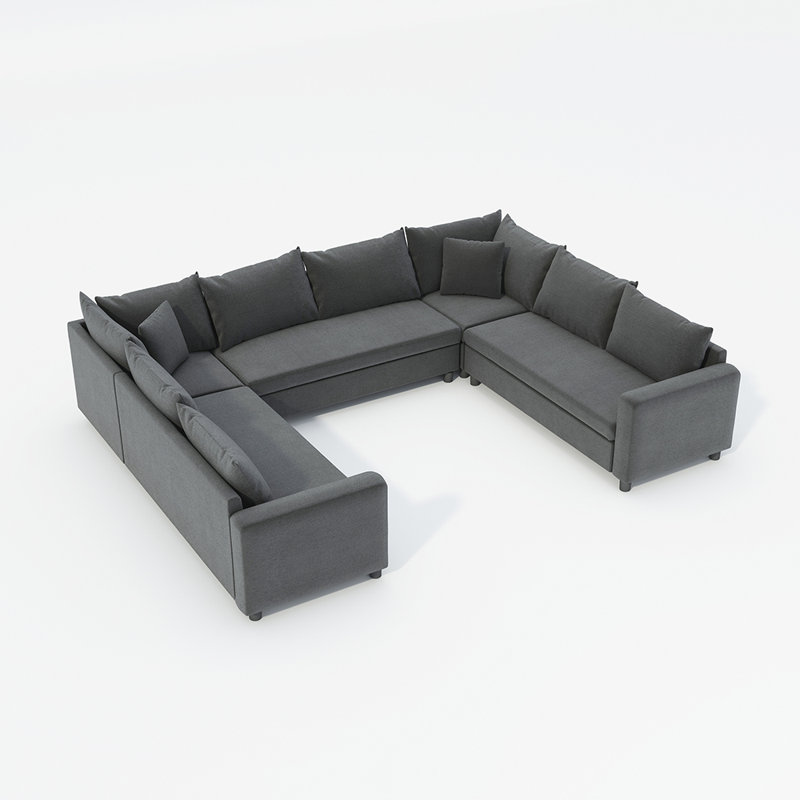 Canapé modulaire surdimensionné pour 8 personnes, Gris chenille