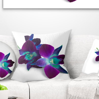 Orchidée mauve foncé sur fond blanc - imprimé floral
