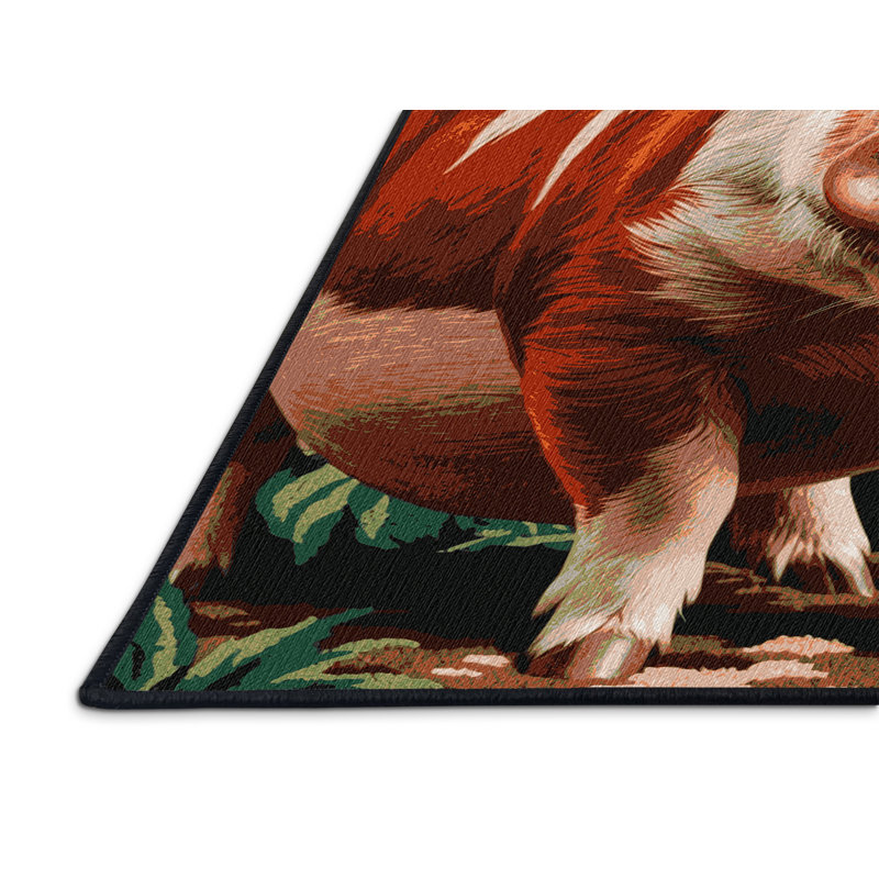 Washable River Hog Wildlife Area Rug, Rectangle 7' x 9'