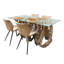 Mack Rectangular Glass Top Dining Table with Wood Base