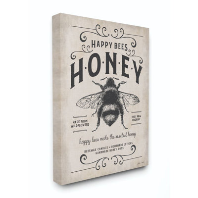Reproduction d’art graphique sur toile texturée « Honey Bee rustic Farm »