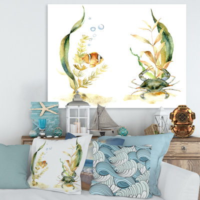 Poisson tropical avec algues et bulles d'air - peinture sur toile