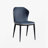 Katine Modern Dining Side Chair, Cipri Leather Upholstery, Carbon Steel Legs, Dark Blue and Gray,