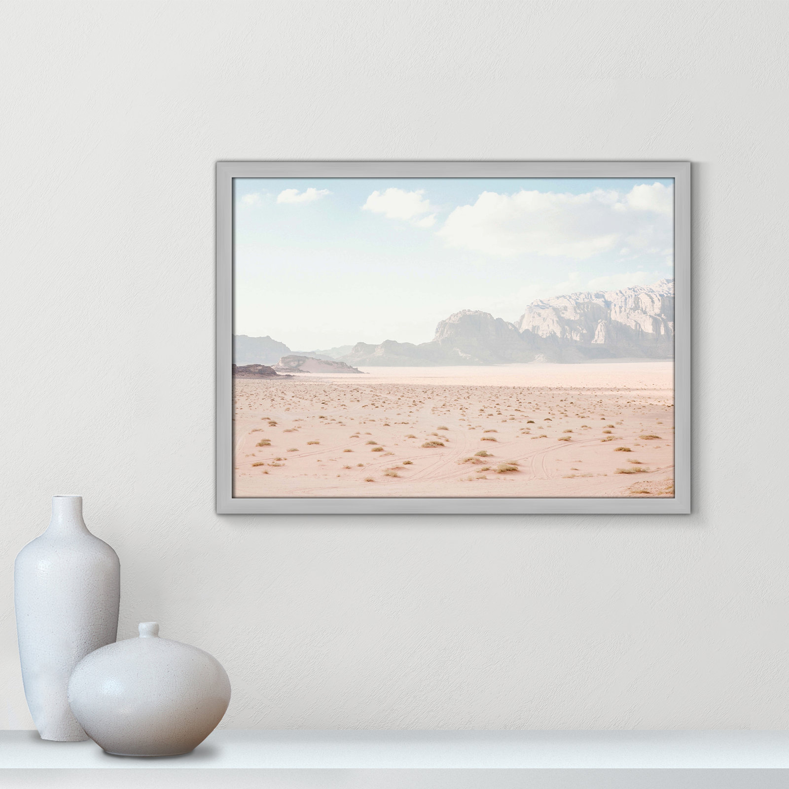 Tire Tracks "Tire Tracks" Print, Matte Silver Framed, 23" W x 17" H