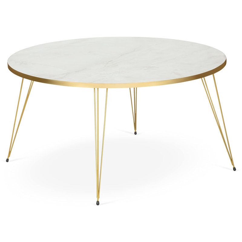 Aubina Coffee Table, 47" H x 90" W x 90" D, White/Gold