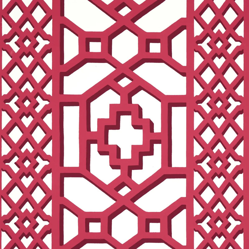 Zanzibar Trellis Wallpaper, Laquer Red