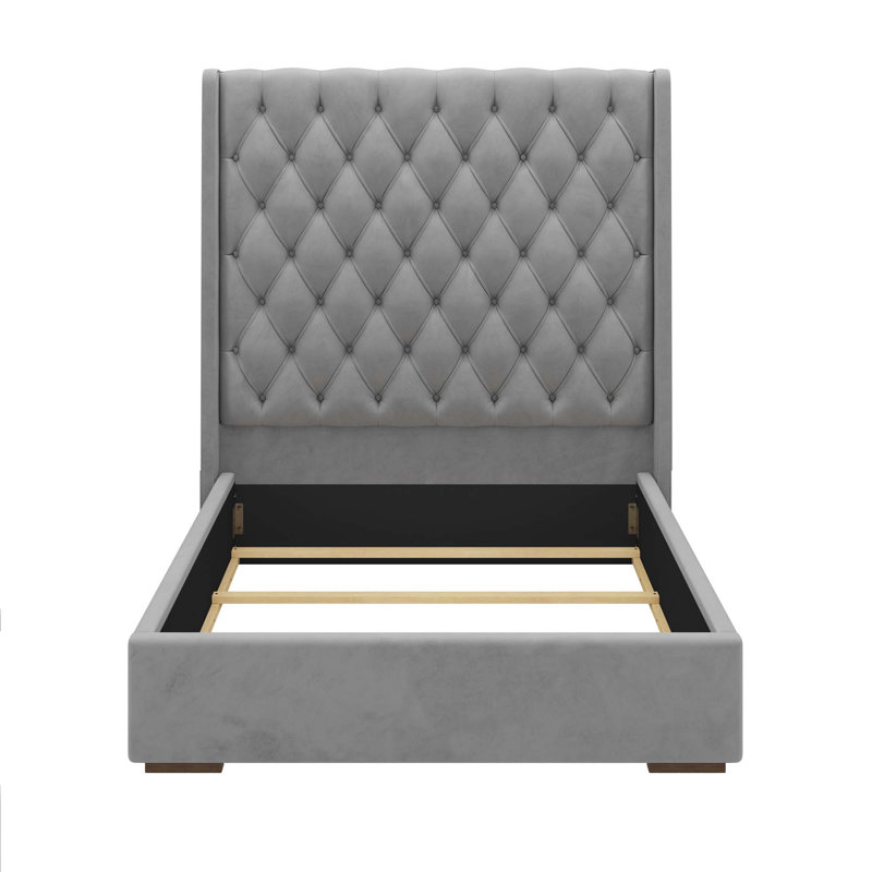 Headboard Upholstered Bed With Handmade Deep Button Tufted, Box Spring Needed, Queen