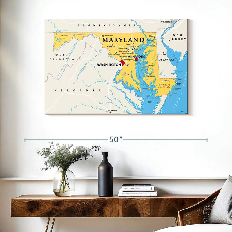 Carte d'Aliaz, Maryland, H 26 po x l 39 po