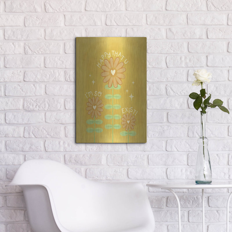  «I'm So Happy Exist» par Club Daydream, art mural en métal, 16 po x 24 po, H 24 po x l 16 po