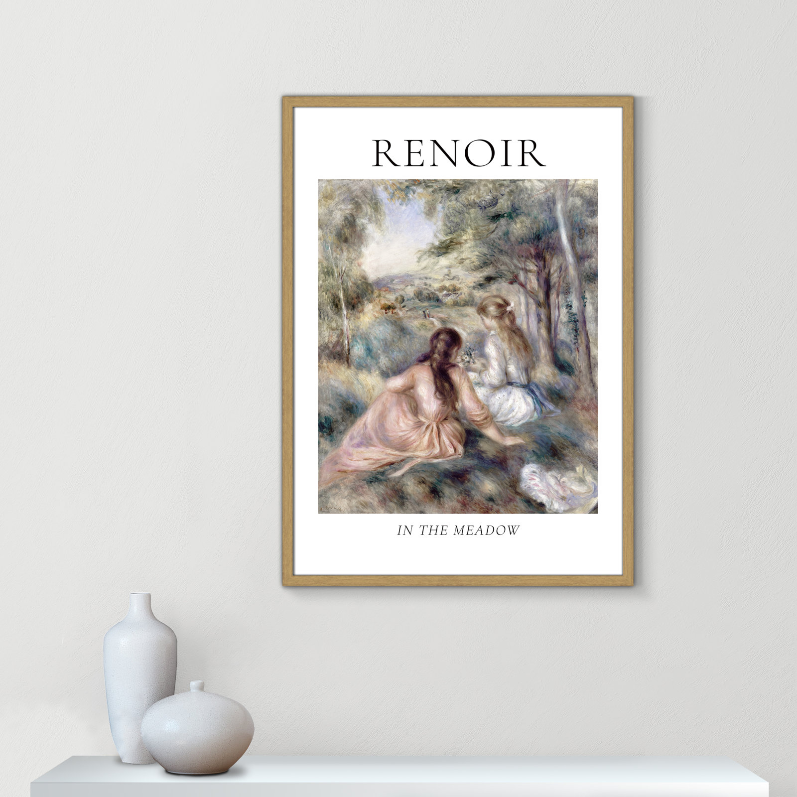 Old Masters Collection "In the Meadow" Print, Natural Single Picture Frame, No, 35.5" H x 25.5" W x 0.75" D