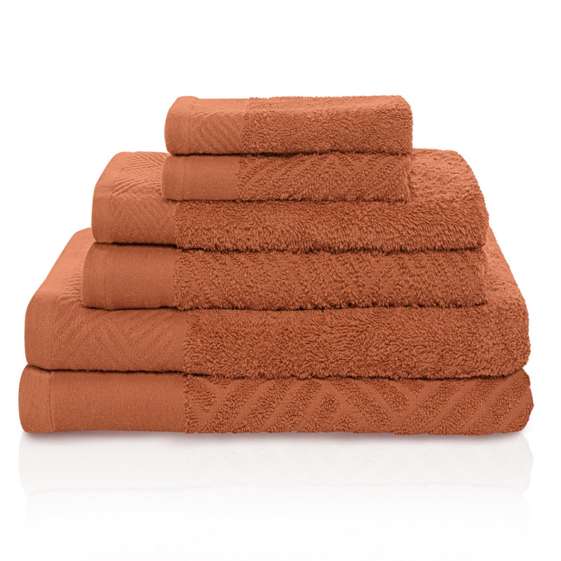 Aldin 6 Piece Certified Certified Egyptian Cotton Towel Set, Pecan