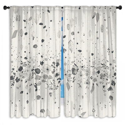 Floral Window Curtains  Nature Sheer & Room Darkening - 2 Panels