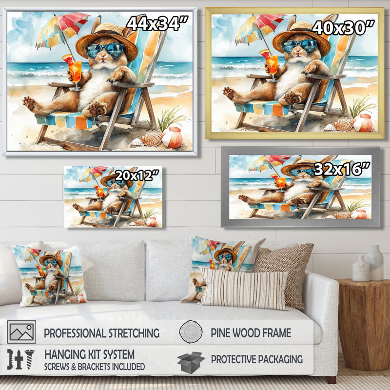 Sayler - art mural animaux côtiers, Toile avec cadre flottant noir, H 12 po x l 20 po x P 1 po