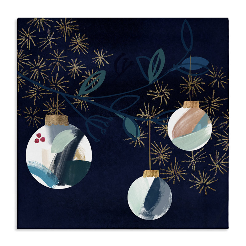 «Hanging Christmas Orbs», art mural sur toile par Jennifer Paxton Parker, H 17 po x l 17 po