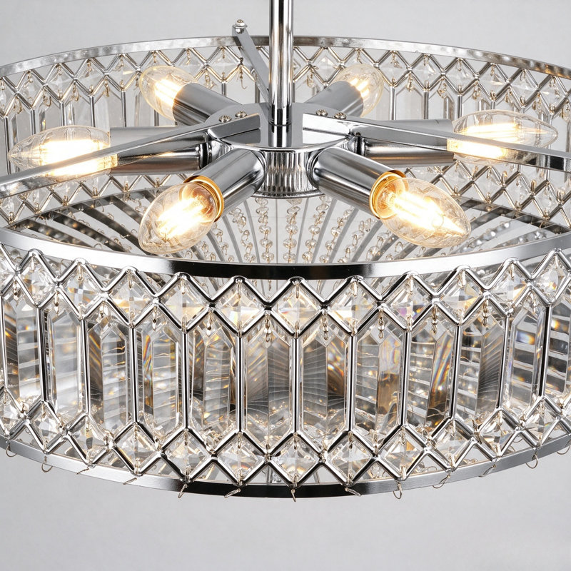 Jimal Crystal Semi Flush Mount, Chrome