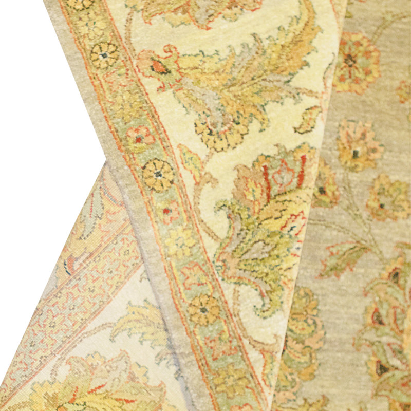 Tapis chameau et ivoire noué à la main de haute qualité