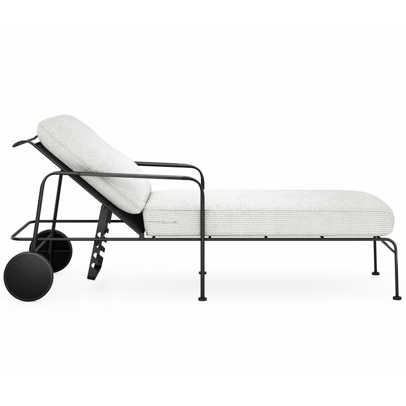 Reed Outdoor Chaise Lounge, Textured Black