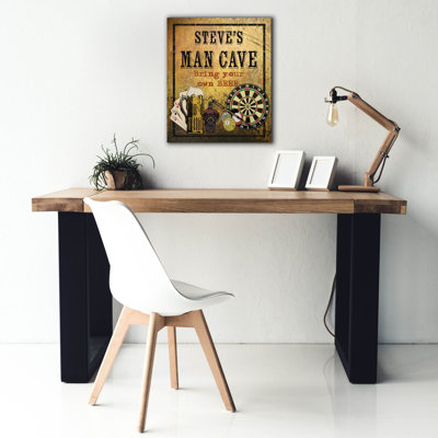 «Man Cave-personnalisé-bière» par Jean Plout, art mural sur toile, 20 po x 24 po