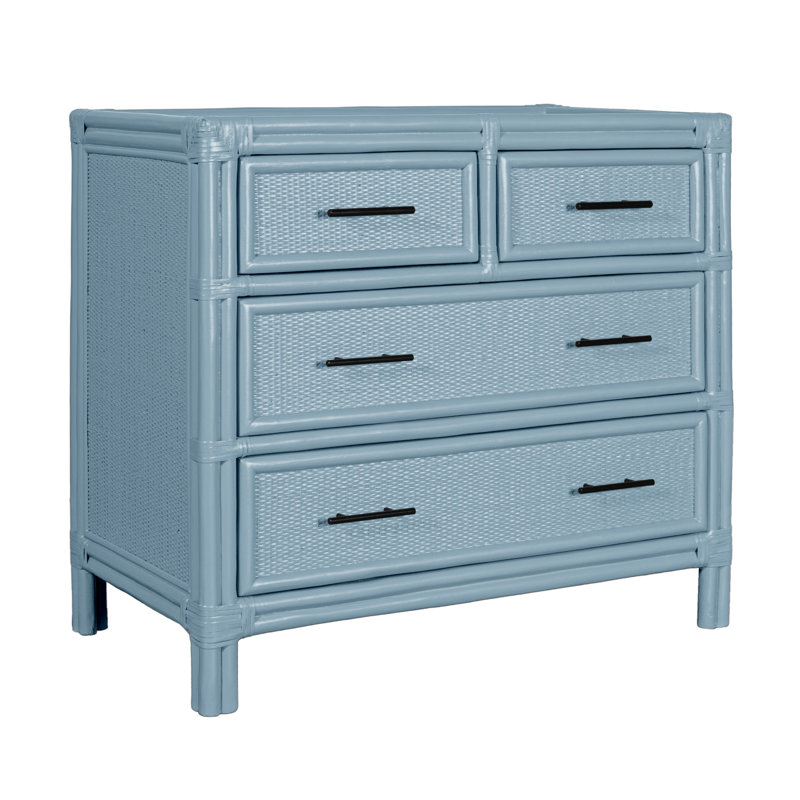 Aruba 36'' W Rattan Nightstand, Pool Blue