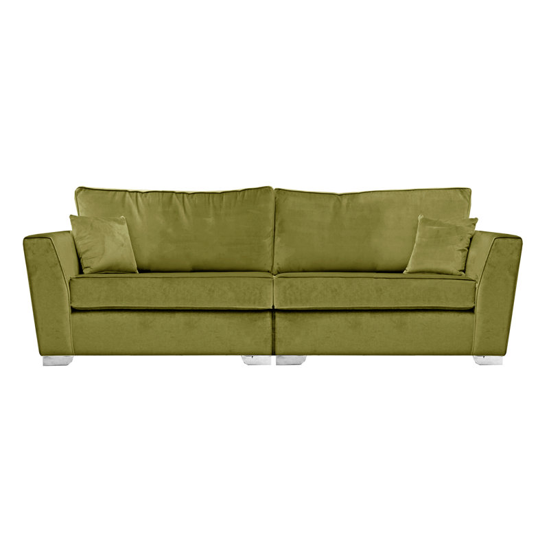 Quade 4 Seater Velvet Sofa, Olive