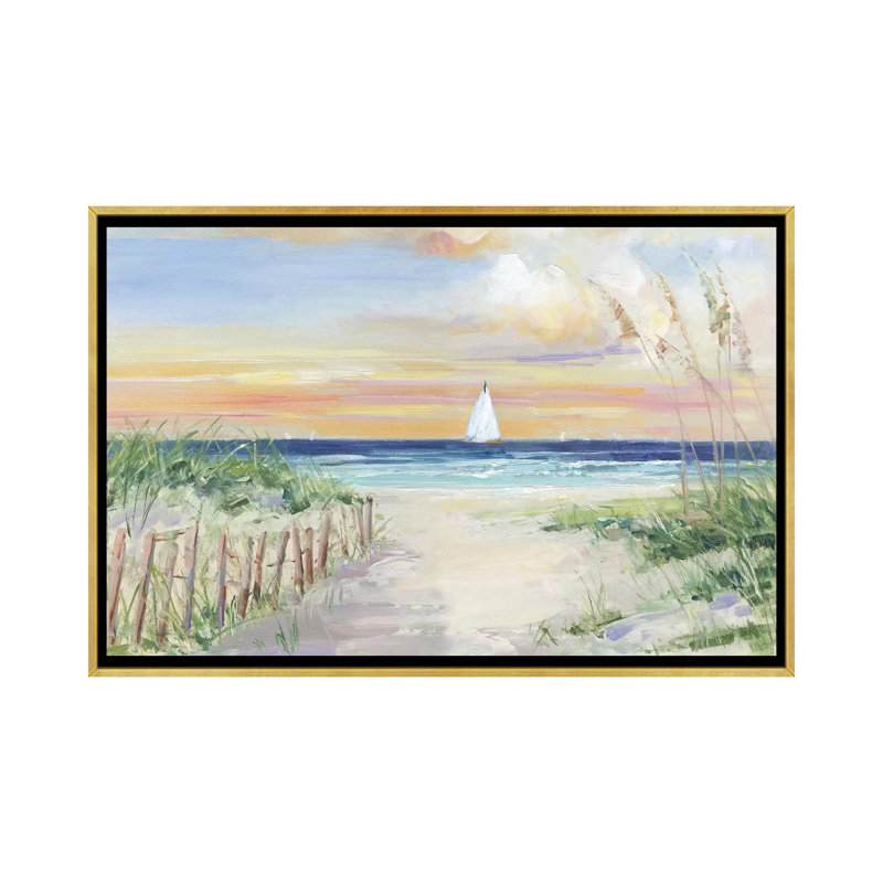 «Set Sail» par Sally Swatland - reproduction d'art, H 40 po x l 60 po x 1,5 po, Gold Framed, Pas de tapis