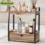 Comptoir de rangement de salle de bain à 2 niveaux, comptoir de rangement pour lavabo de salle de bain, meuble-lavabo, tablette de comptoir, brun