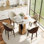 Table de salle à manger à hauteur de comptoir de 35 po pour 2 à 4 personnes, petite table ronde brillante Pandora pour la cuisine ou les petits espaces avec base en bronze, table de bar à hauteur de comptoir pour les familles