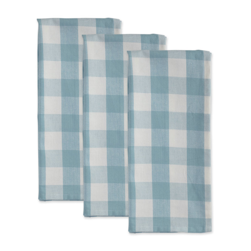 Wolsingham Cotton Waffle Dish Cloth Kitchen Towel, White & Light Blue