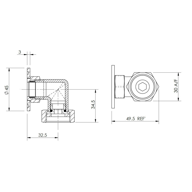Back to Wall Shower Elbow