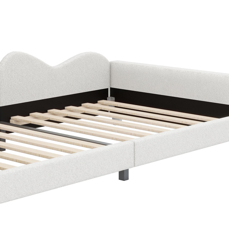 Upholstered Daybed With Cloud-Shaped Backrest, Full, White