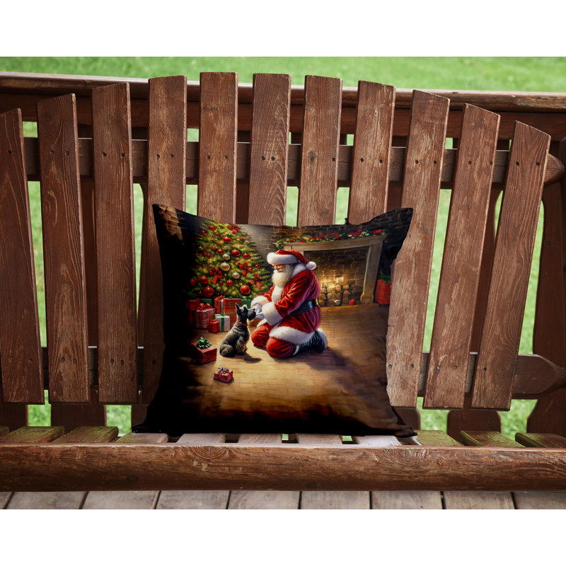 Coussin Scottish Terrier and Santa Claus, H 14 po x l 14 po