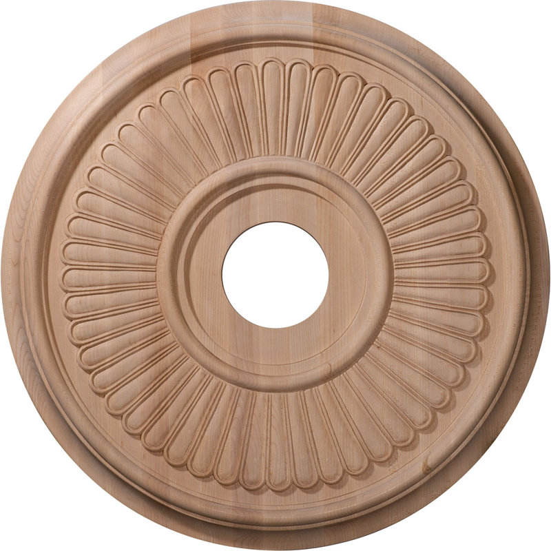 Carved Berkshire Ceiling Medallion, Red Oak, 20"OD x 3 7/8"ID x 1 3/4"P