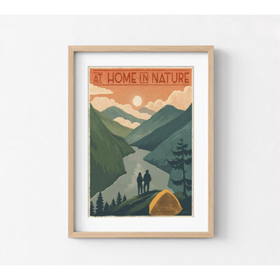 Vintage Camping Poster, Framed Camping Poster, Retro Mountains Poster Oversized Wall Art, Landscape Poster Large Wall Art, Mountains Print