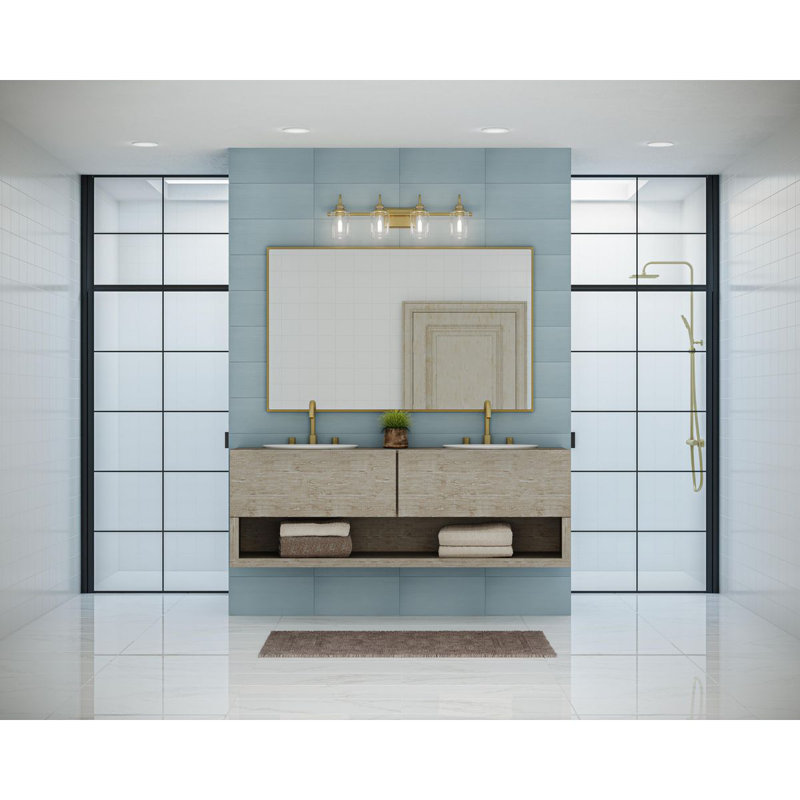 Éclairage pour meuble-lavabo à intensité variable à 4 lumières, Laiton rétro, 2