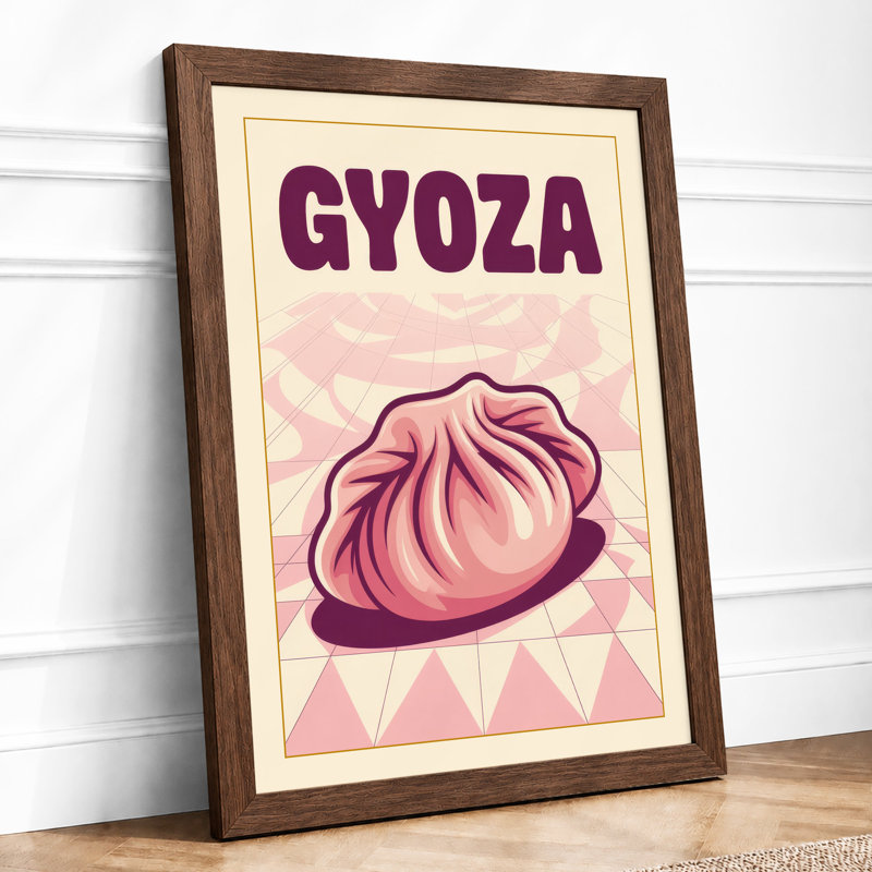 Gyoza Poster Modern - Framed Print, A2 - 59.4 x 42.0 cm, Walnut