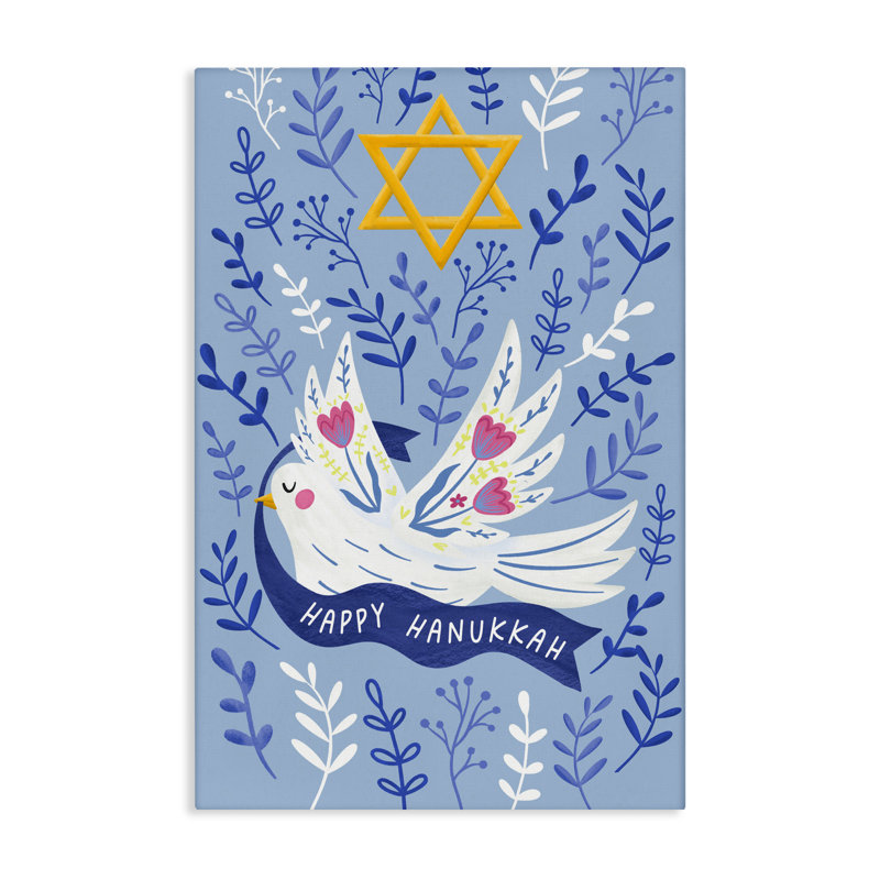 Happy Hanukkah Dove & Florals Canvas, conception de JJ Design House LLC, H 30 po x l 20 po