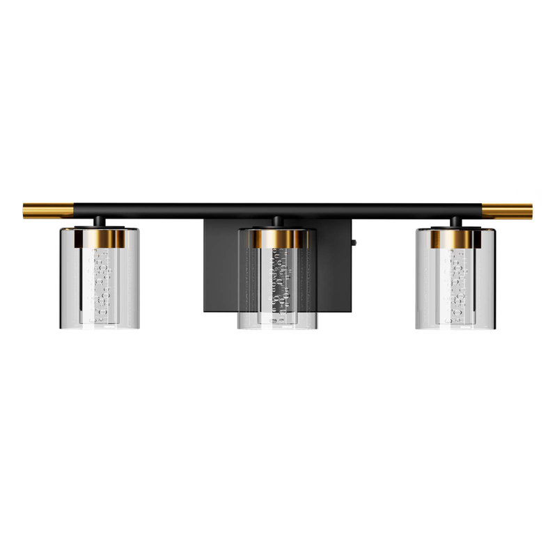 20''Dimmable 3-Light Dimmable LED Vanity Light, Matte Black/Gold