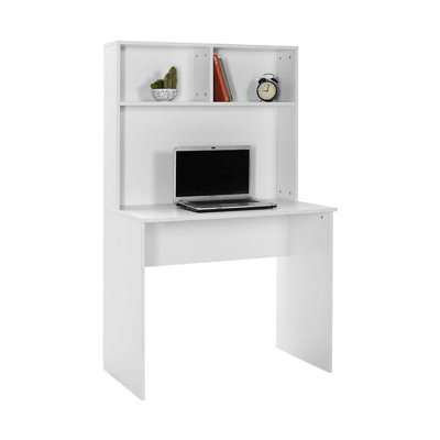 Bureau d'étude moderne, blanc | 100% panneau de particules enduit de mélamine, épaisseur: 0,6 pouce | Conception élégante pour les bureaux à domicile et les espaces d'étude, finition durable et élégante
