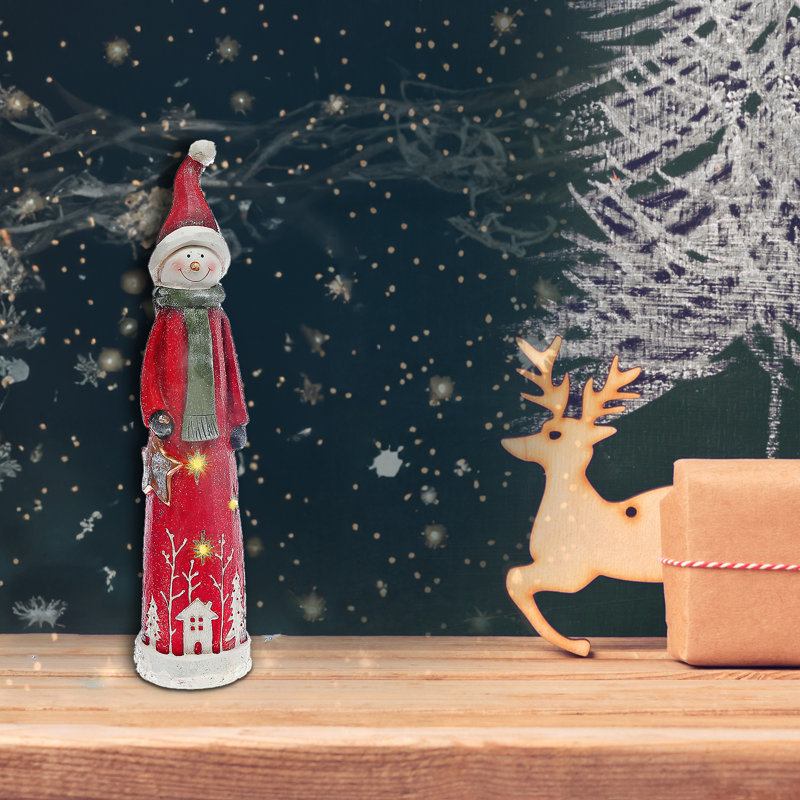 Figurine de Noël bonhomme de neige rouge